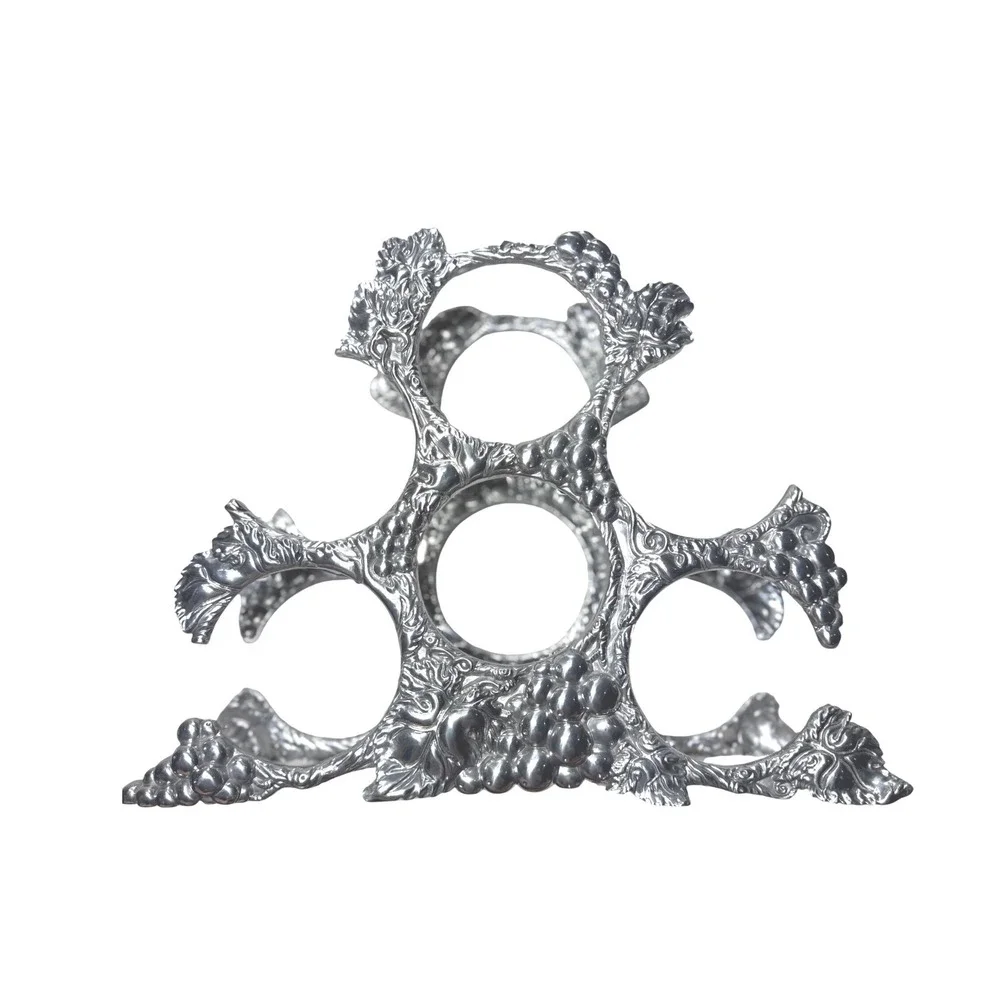 2004 ARTHUR COURT Cast Aluminum Grapes 6 WINE BOTTLE Rack Holder Retired‎ 11.5